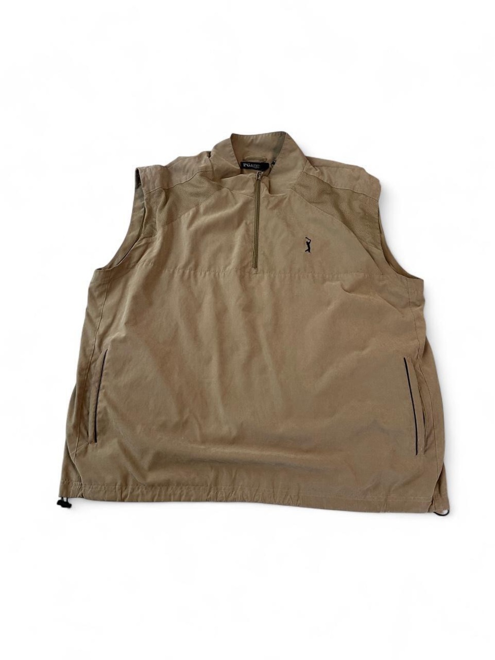 PGA Tour Men's Khaki Sleeveless Golf Vest with 1/4 Zip